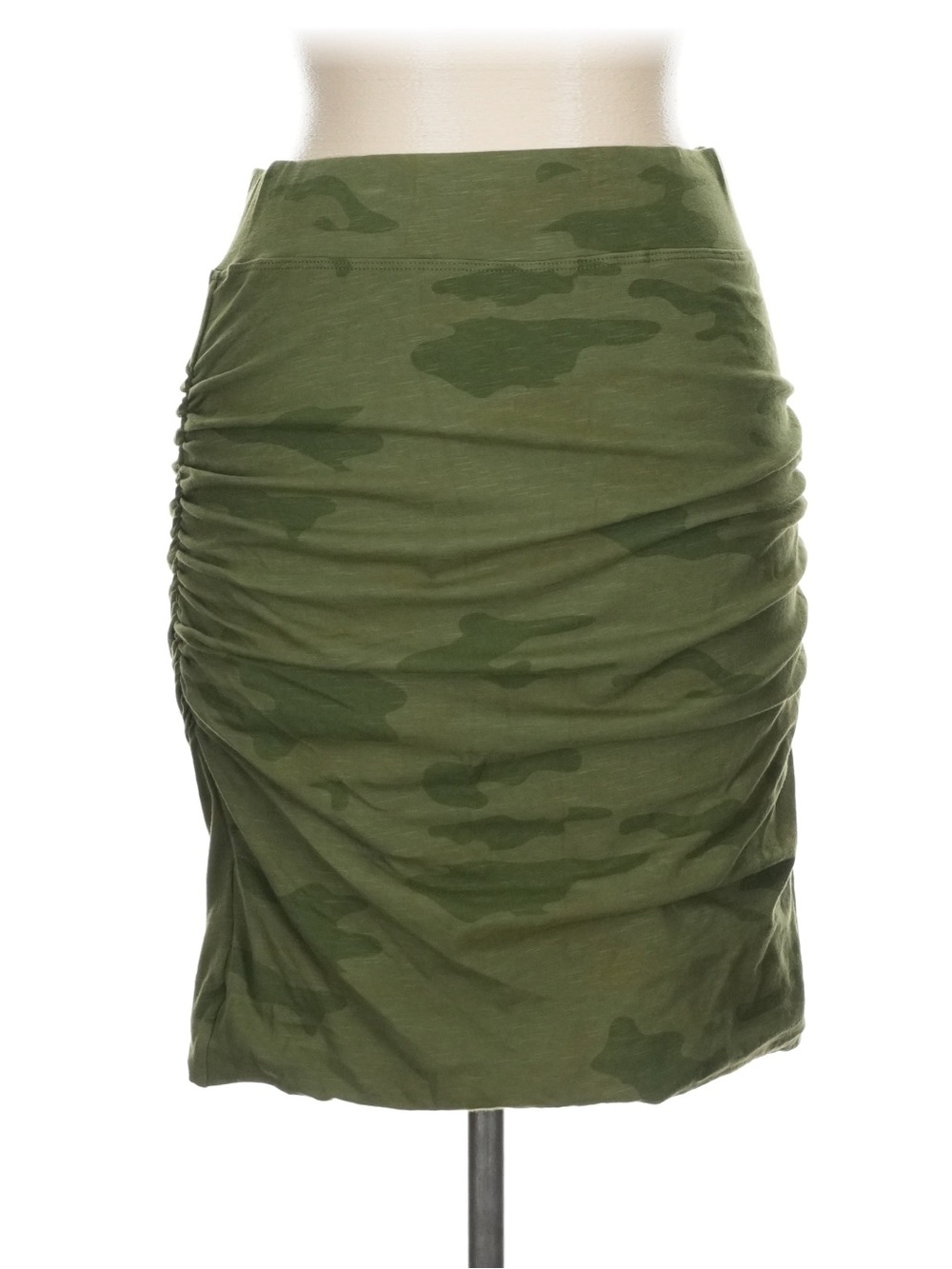 SUNDRY Olive Camo Ruched Skirt Size Large (3)